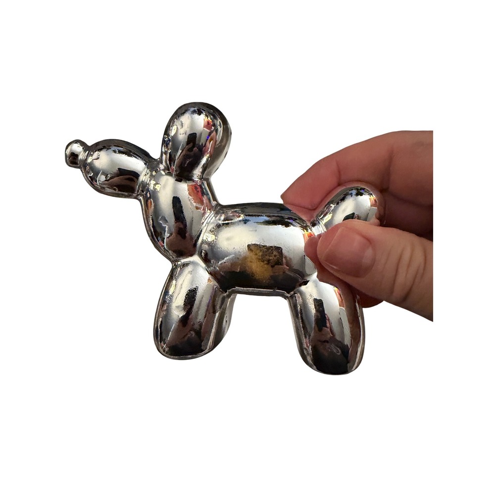 Ceramic Balloon Dog Figurine Small Silver Excellent‎ Pop Art Chrome Sculpture